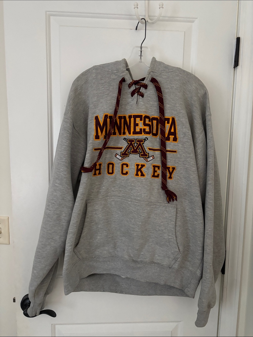 Signature Grey Hoodie with Maroon and Gold Minnesota Hockey Logo